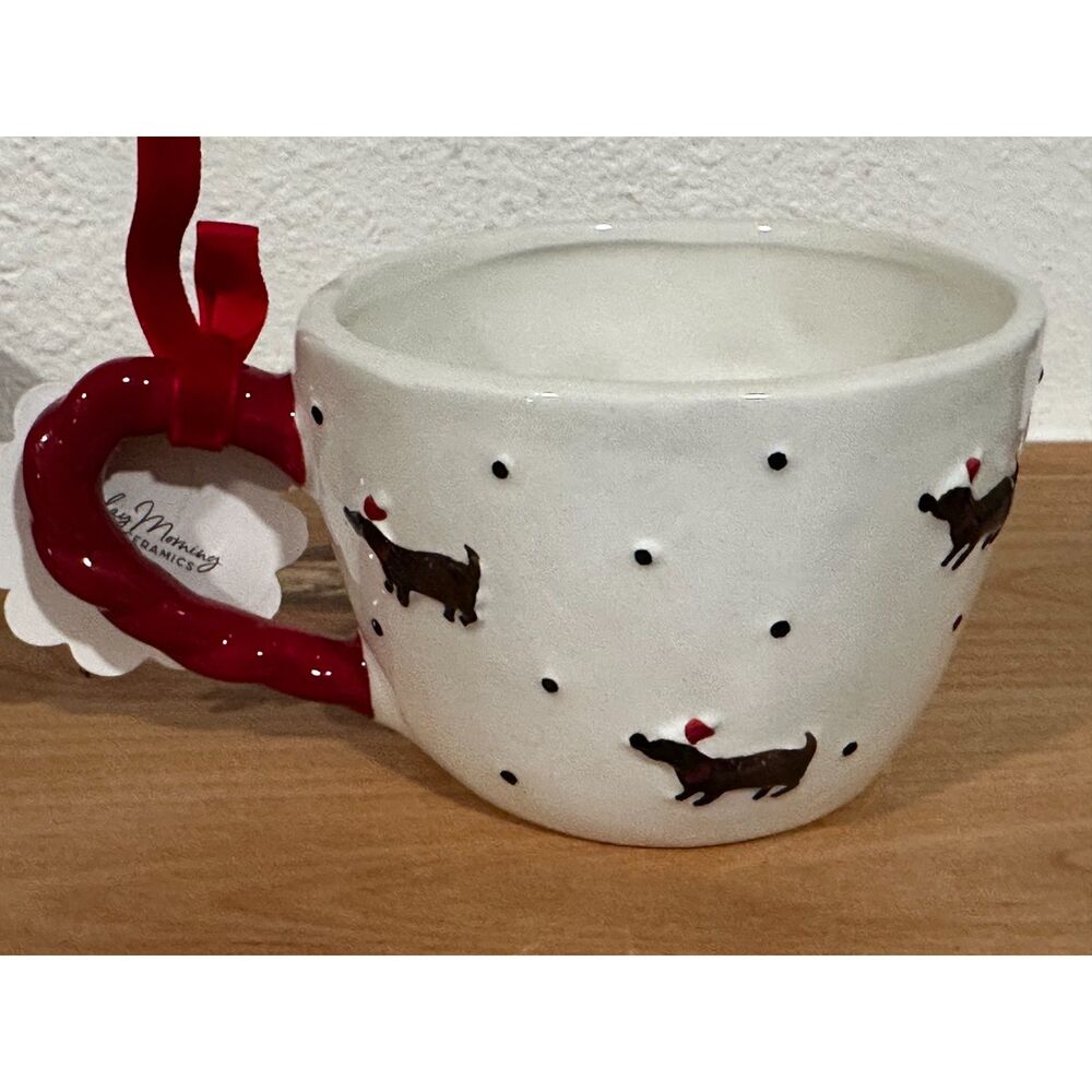 Sunday Morning Ceramics Dachshund Christmas Mug NWT